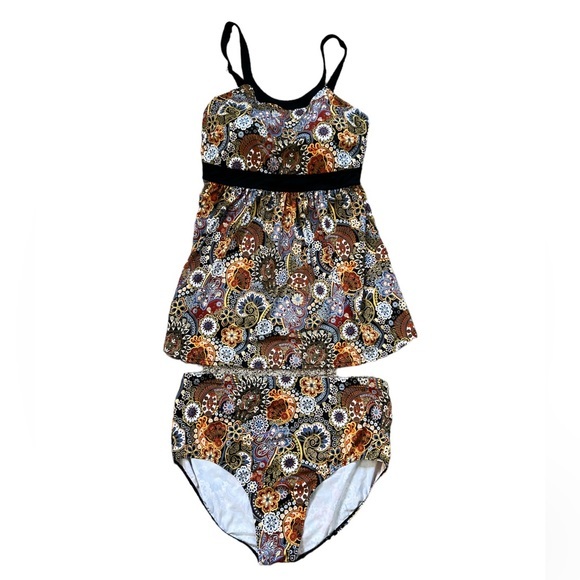 A Shore Fit Colorful Two Piece Swim Dress Swimsuit Sz. 22W‎ - Picture 1 of 10